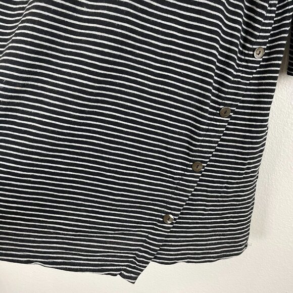 Pure J Jill Womens Plus 2X Asymmetric Button Tunic Shirt Black Stripe Top - Picture 4 of 7